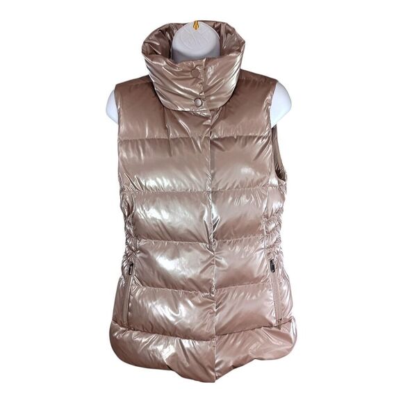 Athleta Downtown Gilet Puffer Vest Goose Down Bronze Metallic Shiny Womens XS - Picture 1 of 5